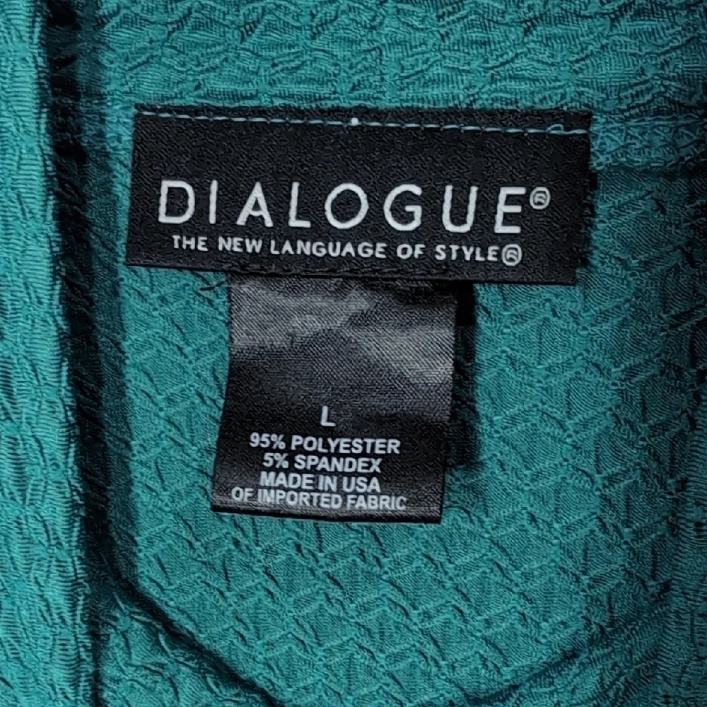 Dialogue | Vintage Teal Textured Stretchy Cowl Neck Top with 3/4 Sleeves Size L - Picture 7 of 8